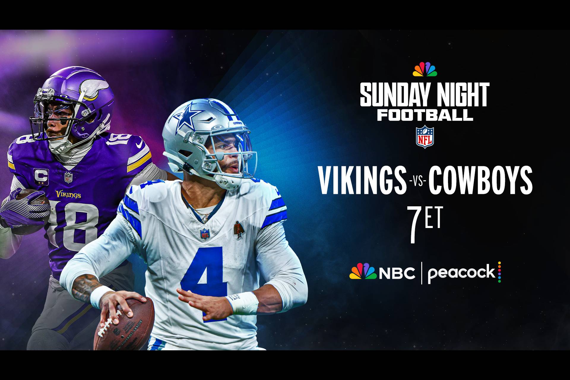 The Vikings will face the Cowboys on Sunday Night Football LIVE at 7p ET on Peacock and NBC