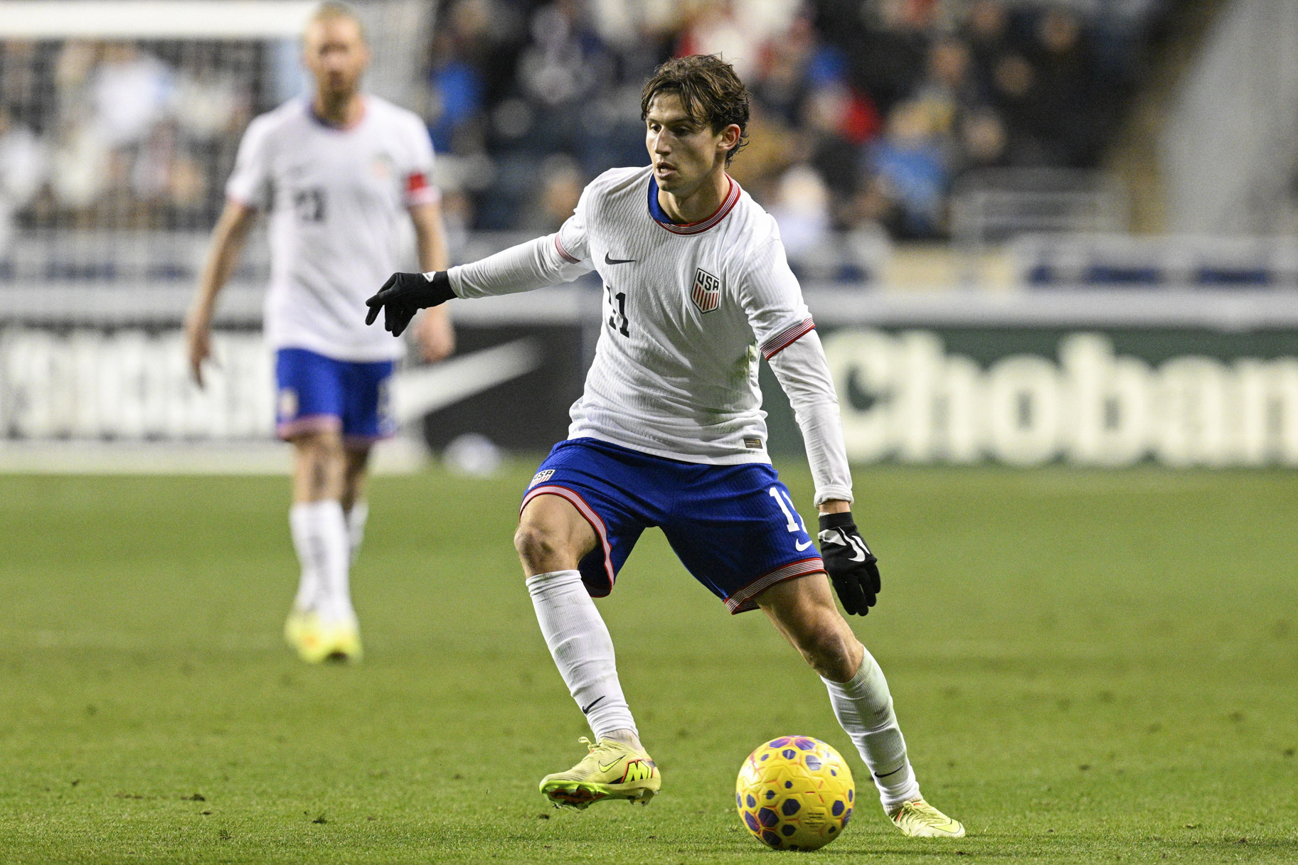 Brenden Aaronson, #11 of the US Mens National Team, during a friendly match.