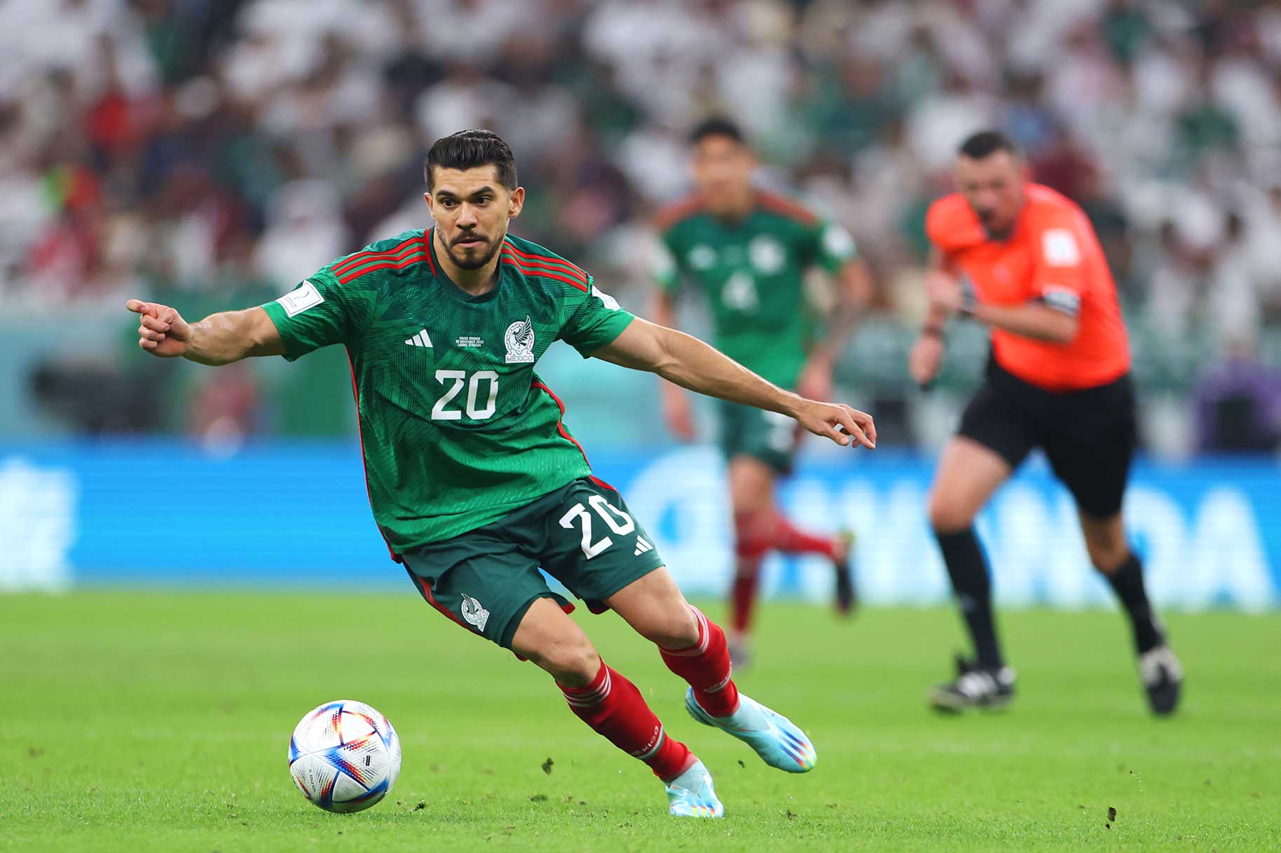 Henry Martin of Mexico runs with the ball during the FIFA World Cup Qatar 2022.
