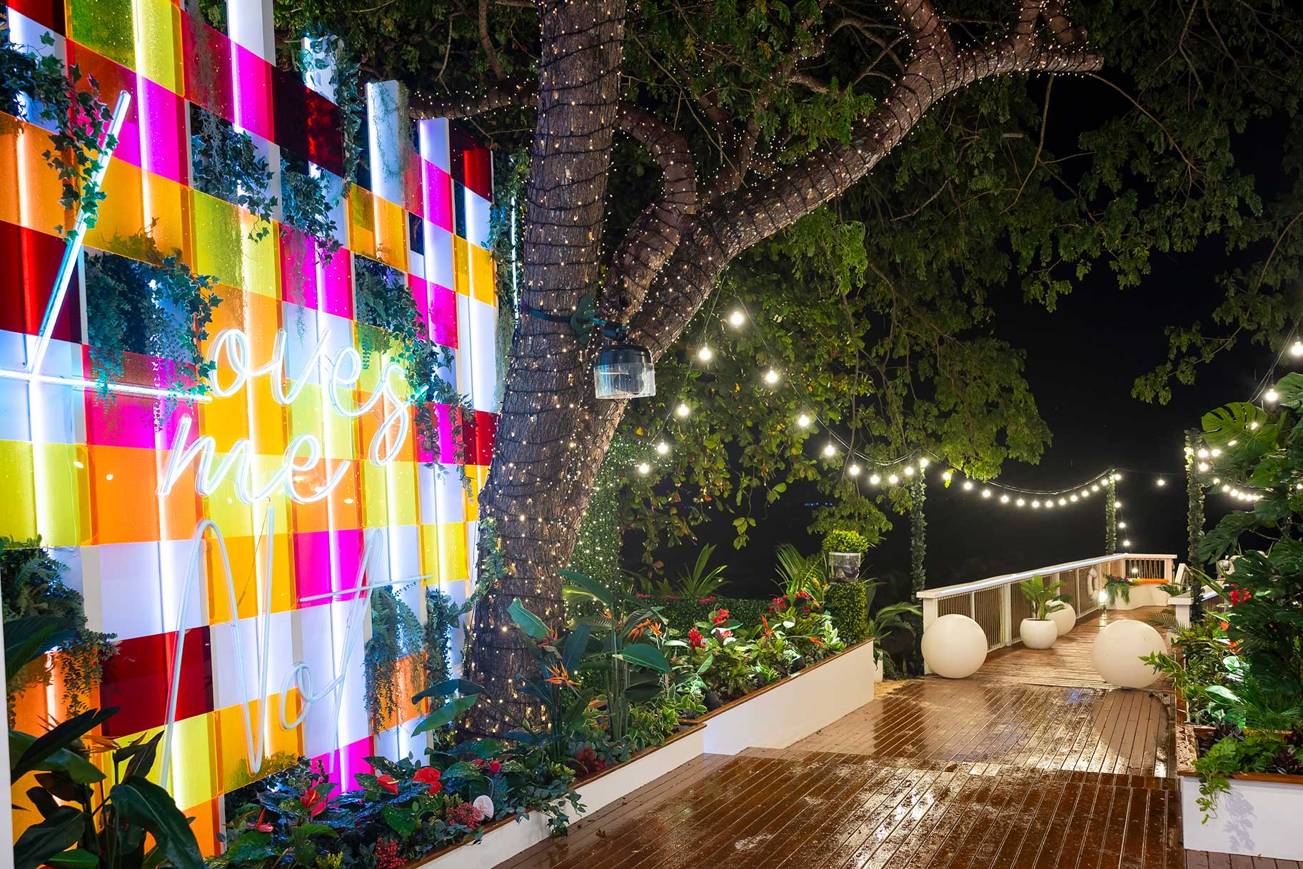 An outside area within the villa on Love Island USA Season 7.