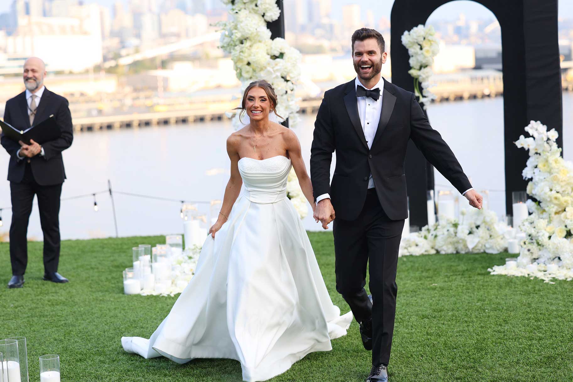 Courtney Landis and Nick Unlenhuth walking down the aisle on Married at First Sight Season 20 Episode 2.