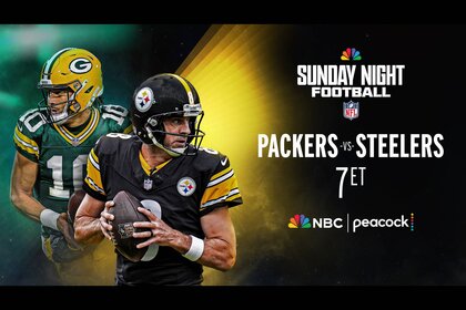 Jordan Love will face Aaron Rodgers on Sunday Night Football: Packers vs. Steelers at 7p ET on Peacock and NBC