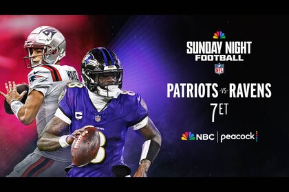 Drake Maye and Lamar Jackson will meet on Sunday Night Football: Patriots vs. Ravens LIVE at 7p ET on Peacock and NBC.