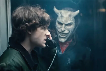 Finney (Mason Thames) and The Grabber (Ethan Hawke) in Black Phone 2 (2025)