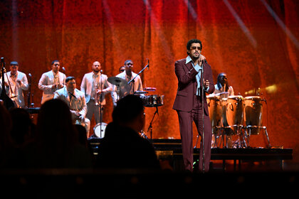 Bad Bunny performs on Friday, February 14, 2025 at SNL's 50th Anniversary concert