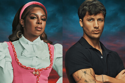 A split featuring Candiace Dillard Bassett and Rob Rausch on The Traitors Season 4.