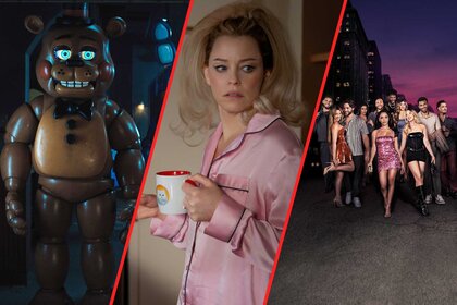 A split of Freddy Fazbear in Five Nights At Freddy's 2 (2025), Lindy in The Miniature Wife, and Love Island: Beyond The Villa.