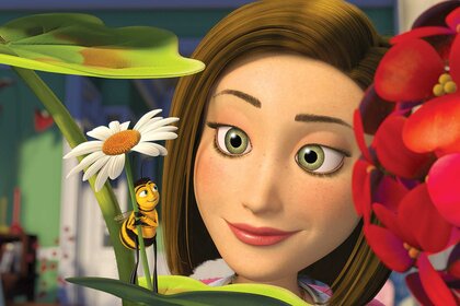Barry B. Benson and Vanessa Bloome looking at each other in Bee Movie (2007).