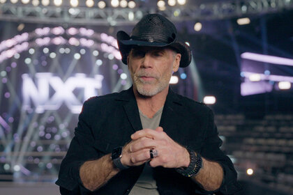 Shawn Michaels giving an interview during The Heartbreak Kid: Becoming Shawn Michaels.