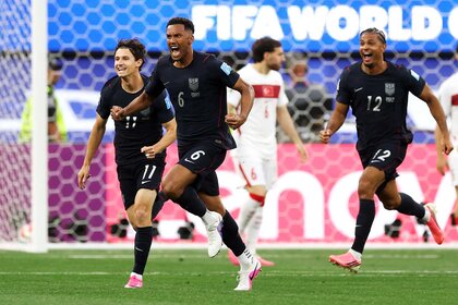 Auston Trusty of the United States celebrates after scoring his team's first goal during the FIFA World Cup 2026 Group D match between Türkiye and USA.