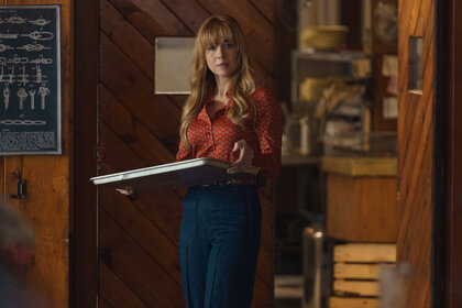 Linda Cardellini as Pam Voorhees on Crystal Lake Season 1.