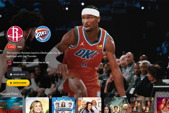 SGA playing basketball for OKC on Peacock Platform