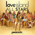 The Cast of Love Island All Stars USA wearing bathing suits and standing in front of a Gold backdrop.