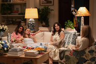 The full cast of The Five Star Weekend Season 1 seen sitting in a cosy living room.