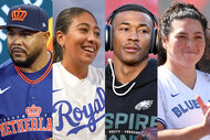 Split of Andruw Jones, Tiare Jennings, Devonta Smith, and Rachel Garcia.