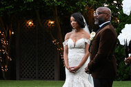Nikki Jefferson and Shawn Best getting married outdoors.