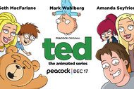 A group of animated characters from the series Ted on a white background with "Ted" written in the middle.