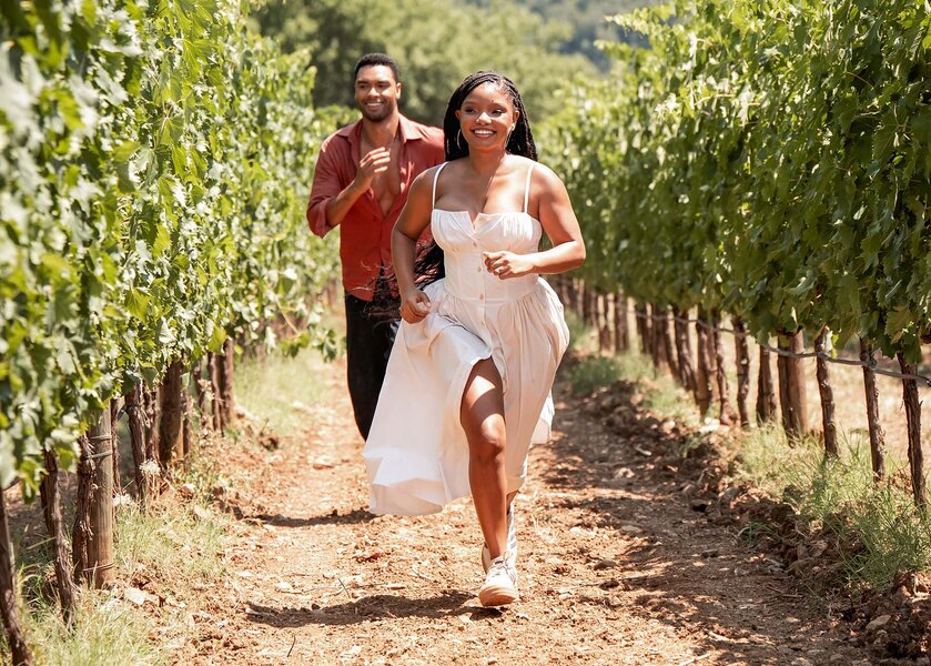Halle Bailey and Rege Jean Page in You, Me & Tuscany (2026).