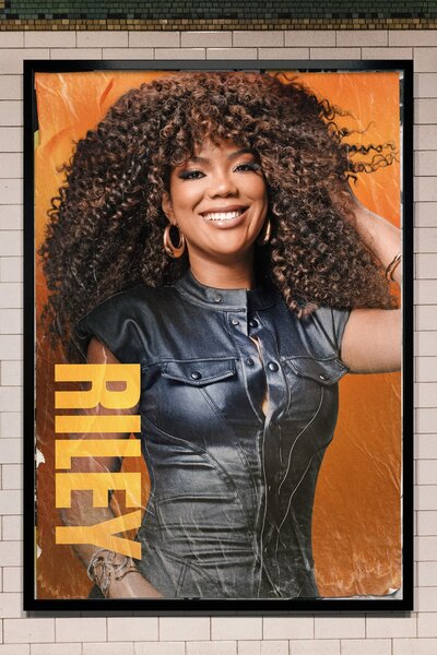 Riley Burruss on a poster in a NYC street.