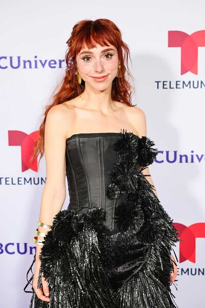Natalia Tellez wears a black dress at the 2026 Telemundo Upfront Celebration.