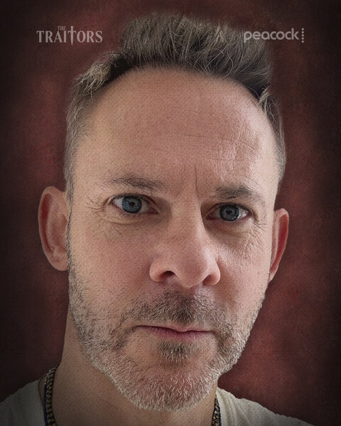 Dominic Monaghan's cast portrait in The Traitors Season 6.