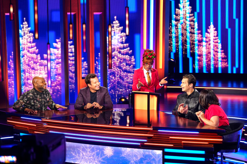 Jimmy Fallon, Keke Palmer, and Jonathan Groff, in Password Season 3.