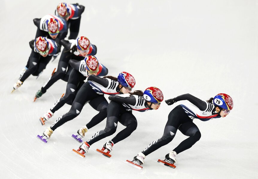 Team Republic of Korea trains short track speed skating for the Milano Cortina 2026 Winter Olympics.