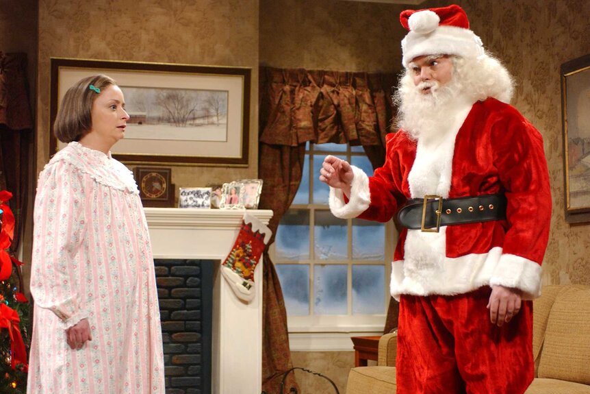 Jack Black dressed as Santa in a sketch on Saturday Night Live Season 31 Episode 9.