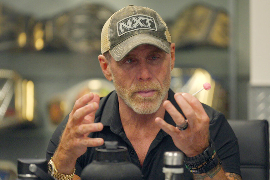 Shawn Michaels giving an interview during The Heartbreak Kid: Becoming Shawn Michaels.