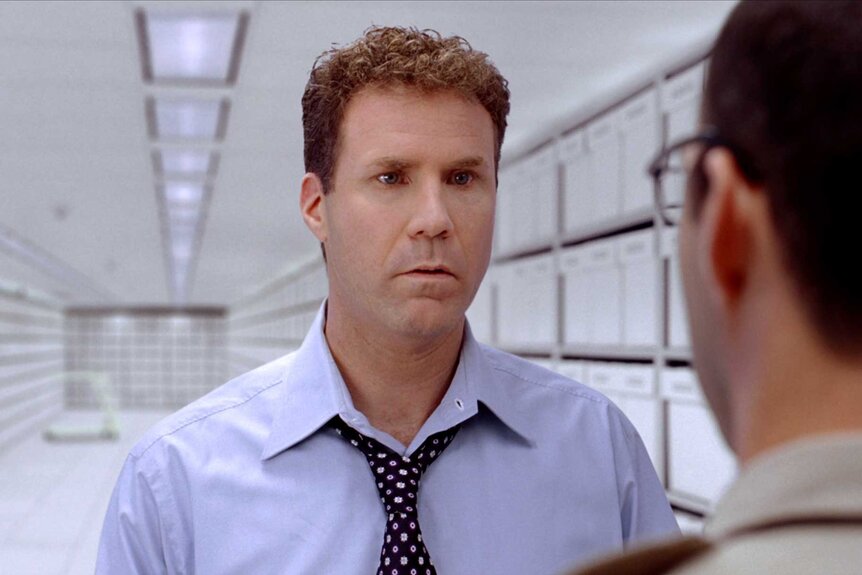 Harold Crick speaking to someone in Stranger Than Fiction (2006).