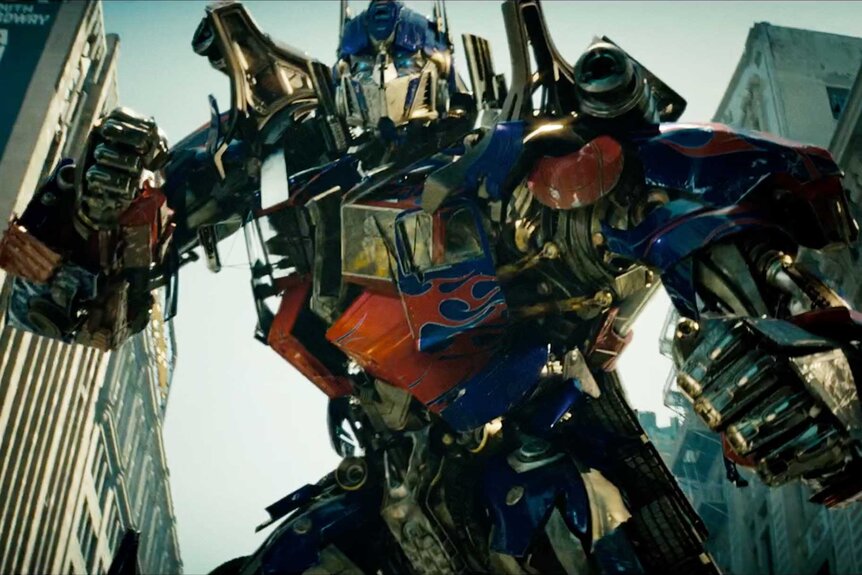 Optimus Prime looks out in Transformers (2007).