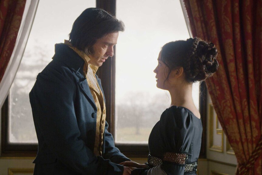 Adam Boyce, Duke of Kielder, looking at Persephone Lancaster in Seeking Persephone Season 1.