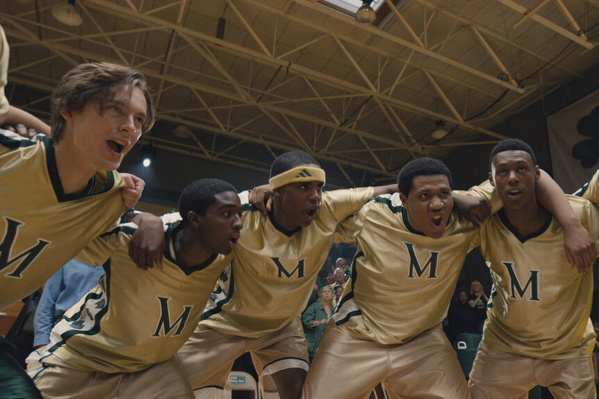 The basketball team together in Shooting Stars (2023).
