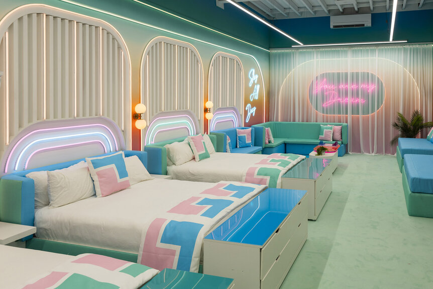 A bedroom in Love Island USA Season 8 villa.