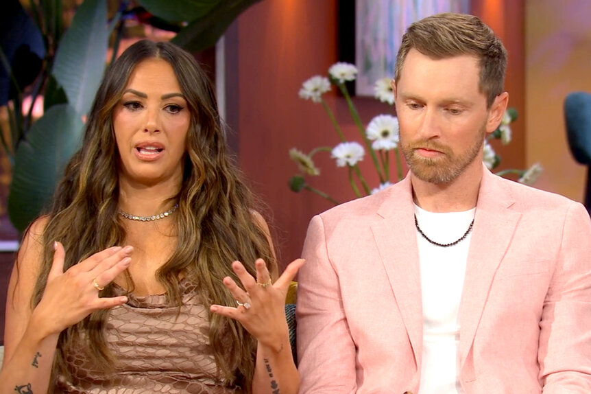Kristen Doute sitting next to her fiance Luke Broderick on The Valley Reunion.